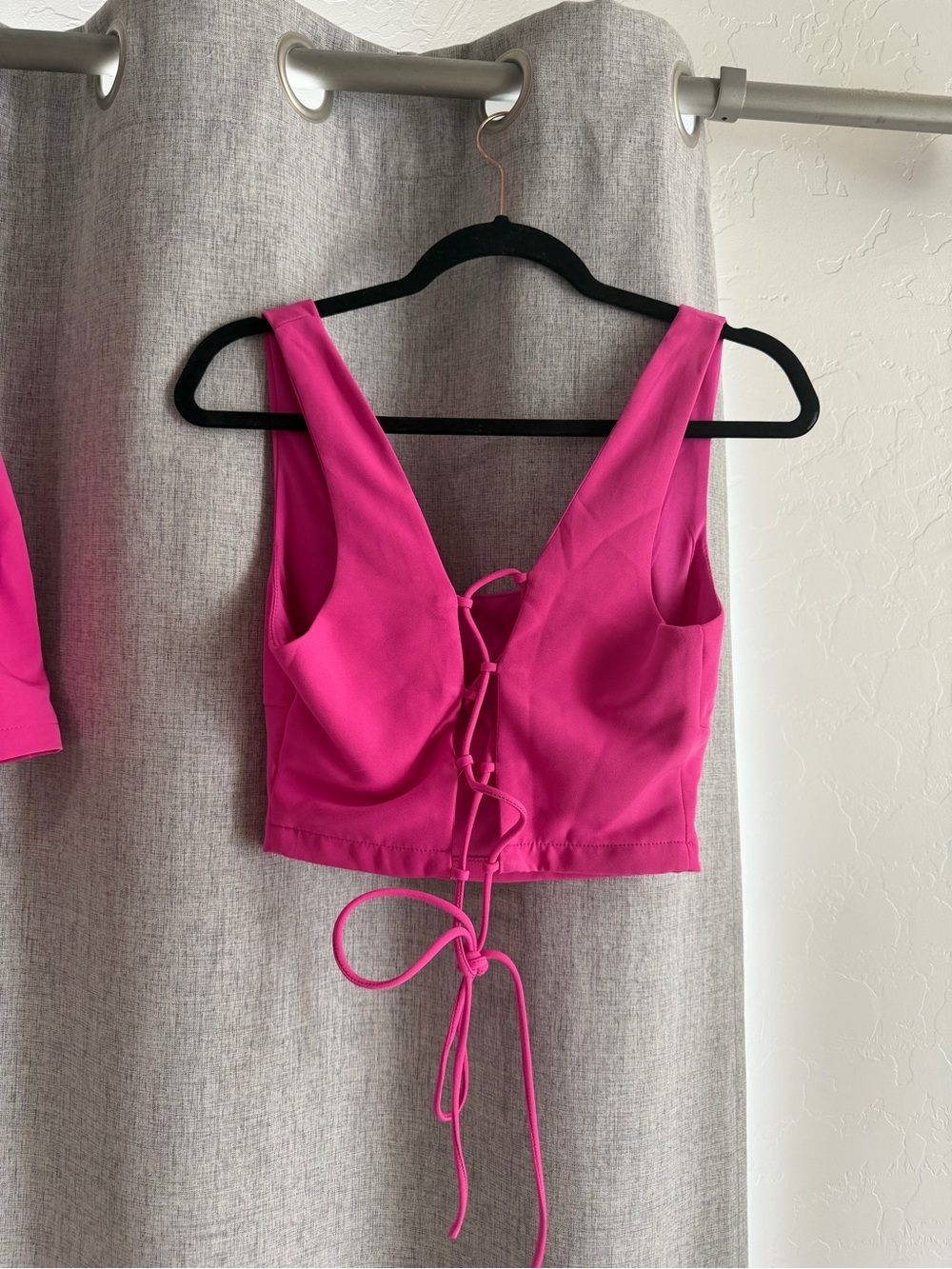 Hot Pink Lace-up Two-piece Skort Romper